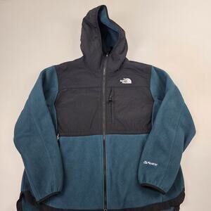 Vintage The North Face Denali Polar Fleece Jacket With Hood Womens Sz XL Green